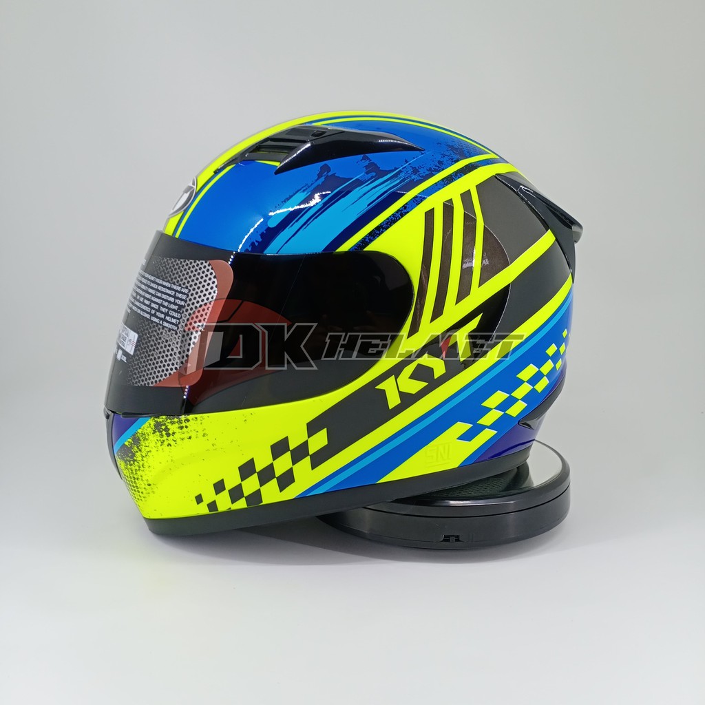 Helm KYT R10 Seri 4 Yellow Fluo Blue R-10 Full Face Kuning Hijau Stabilo Biru Ori Murah helm touring