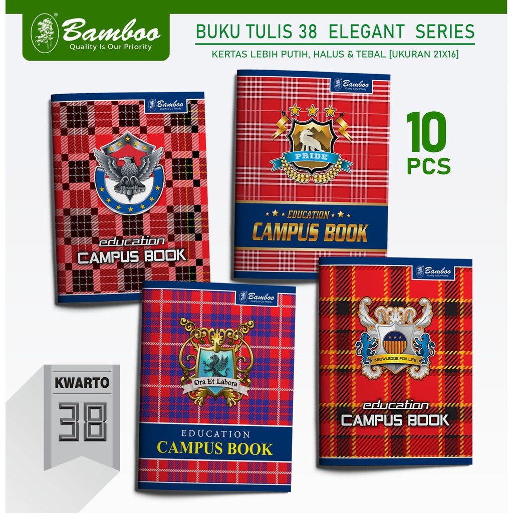 

Bamboo Buku Tulis Kwarto 38 Elegant Series [1 pak/10 buku] Ukuran Kecil