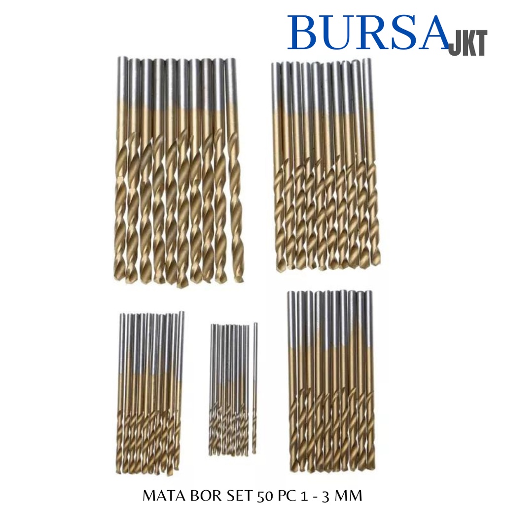 50 PCS MATA BOR TITANIUM HSS 1 - 3 MM