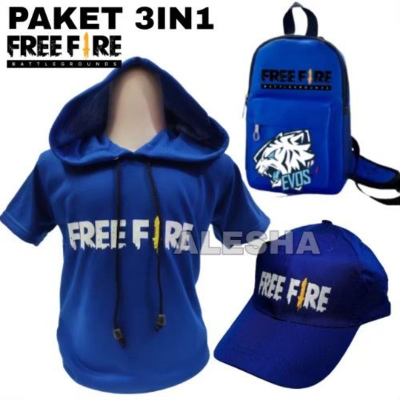 Kaos anak laki laki  Kupluk HOODIE  KAOS HOODIE Free Fire Lengan Pendek