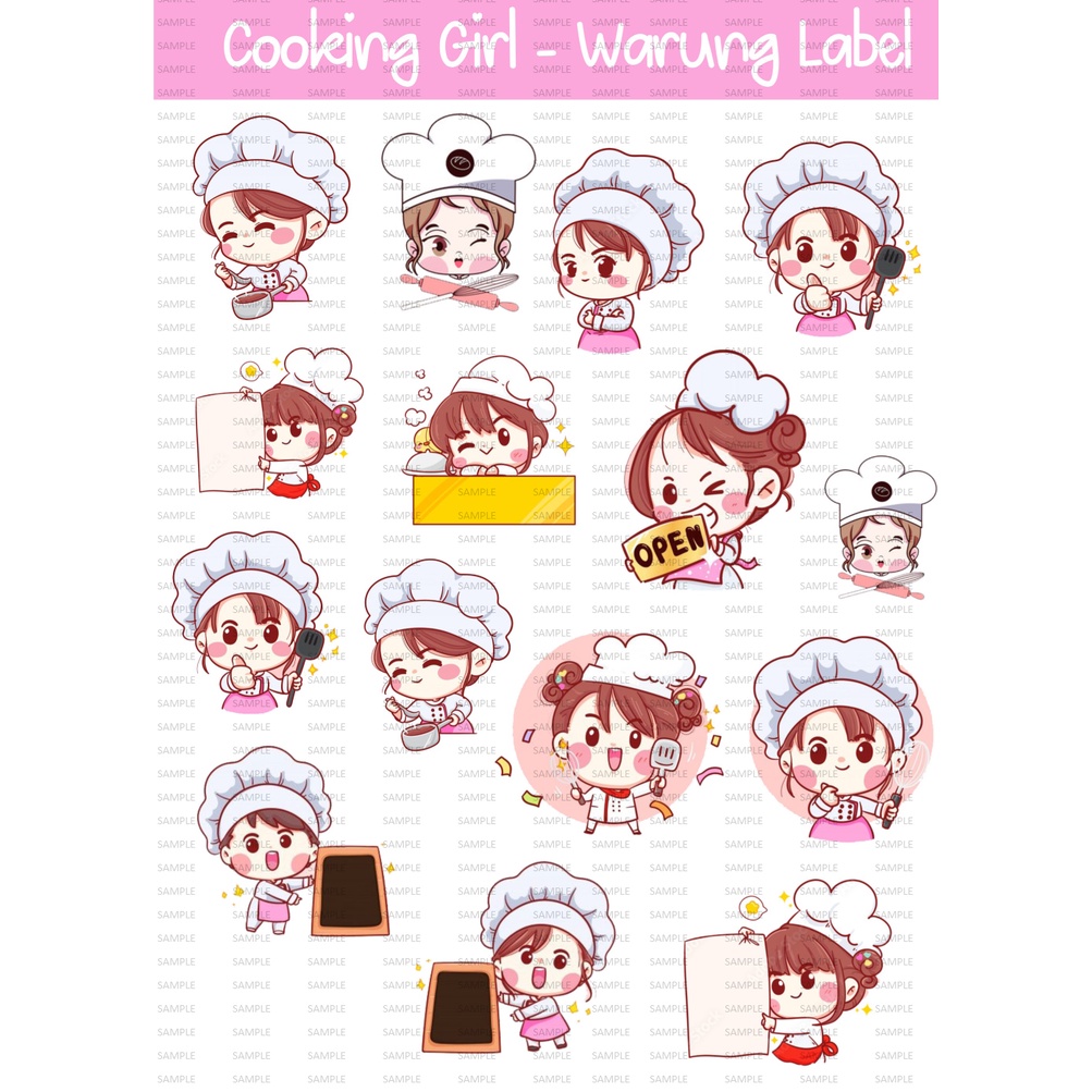 

Sticker Cooking Girl - Sticker deco - Bullet journal - Sticker lucu - Planner