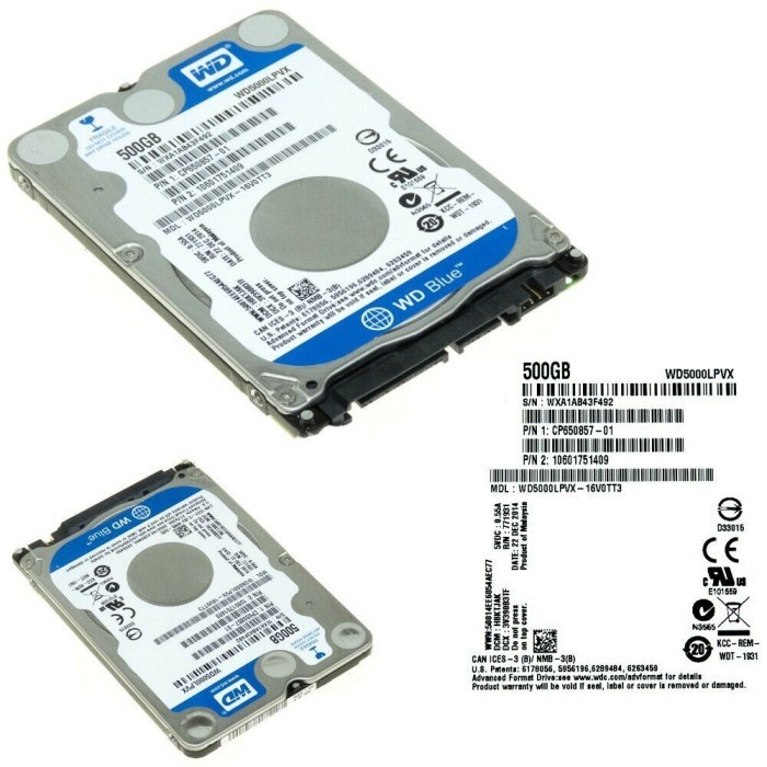 Harddisk Internal WDC 2.5&quot; 500GB SATA - Scorpio Blue (For Notebook)