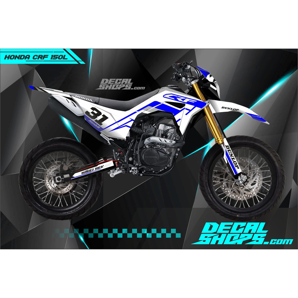 DECAL CRF SUPERMOTO PUTIH BIRU SIMPEL MURAH CRF SUPERMOTO PUTIH BIRU
