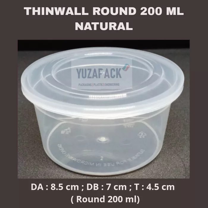 Thinwall Round 200 ml Natural Take Away Plastics Microwave