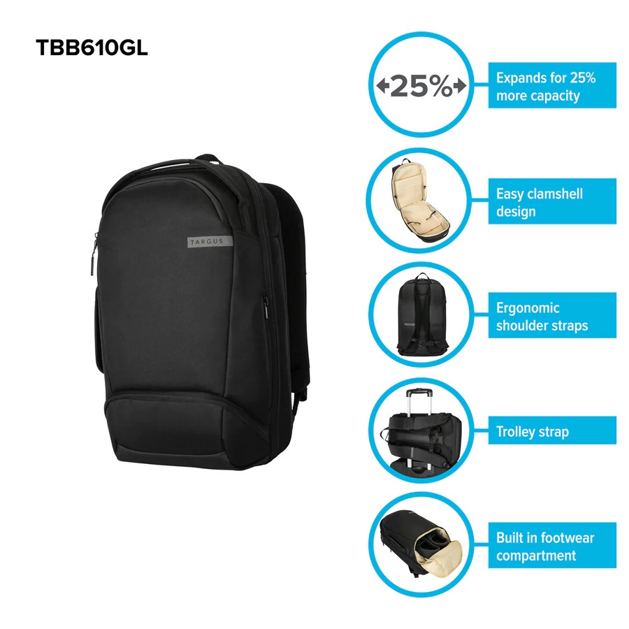 Backpack TARGUS TBB610 Work+ Expandable 27L Daypack - TBB610GL-70