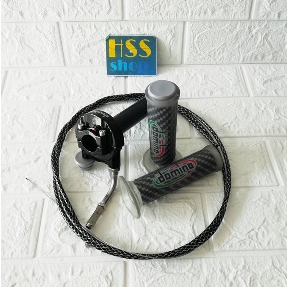 Gas Spontan 1 Kabel + Handgrip Carbon  = Beat Karbu, Satria Fu Karbu, Jupiter Z, Supra X, Mio Sporty