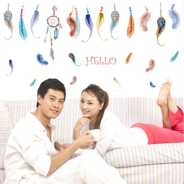 RELIZA WALL STICKER DREAM CATCHER DREAM DREAMCATCHER BULU HELLO STIKER DINDING SK7036