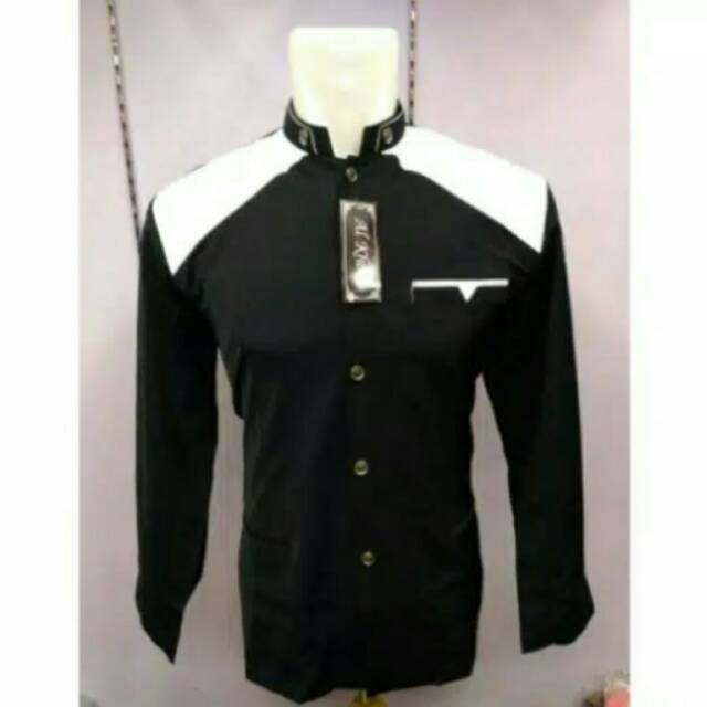 Jas Koko hitam Kombinasi putih polos