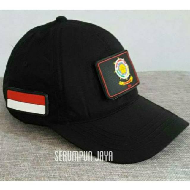 TOPI SATPOL PP - TOPI SATPOL PP 3 PATCH - TOPI SATPOL PP VELCRO HITAM