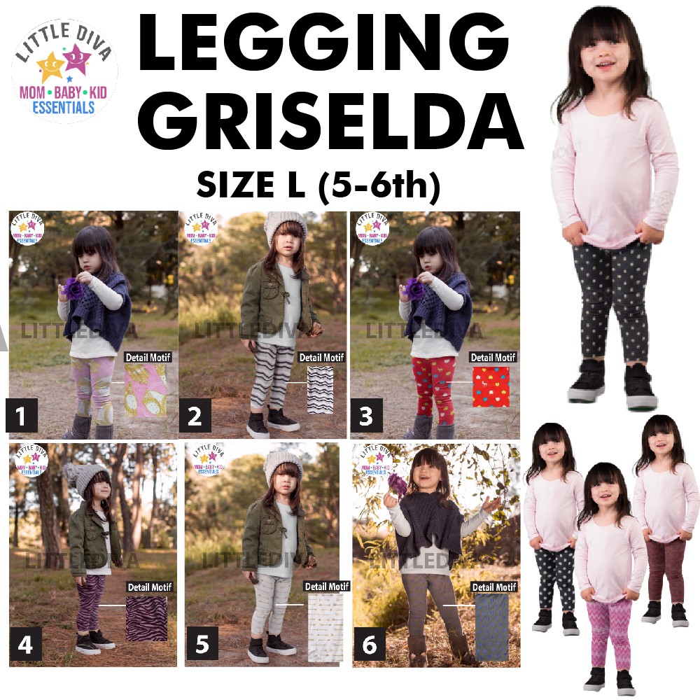 GRISELDA Legging Size L (5 - 6 th) XXL 8-10 th Leging anak cewe lejing anak perempuan katun kaos gg