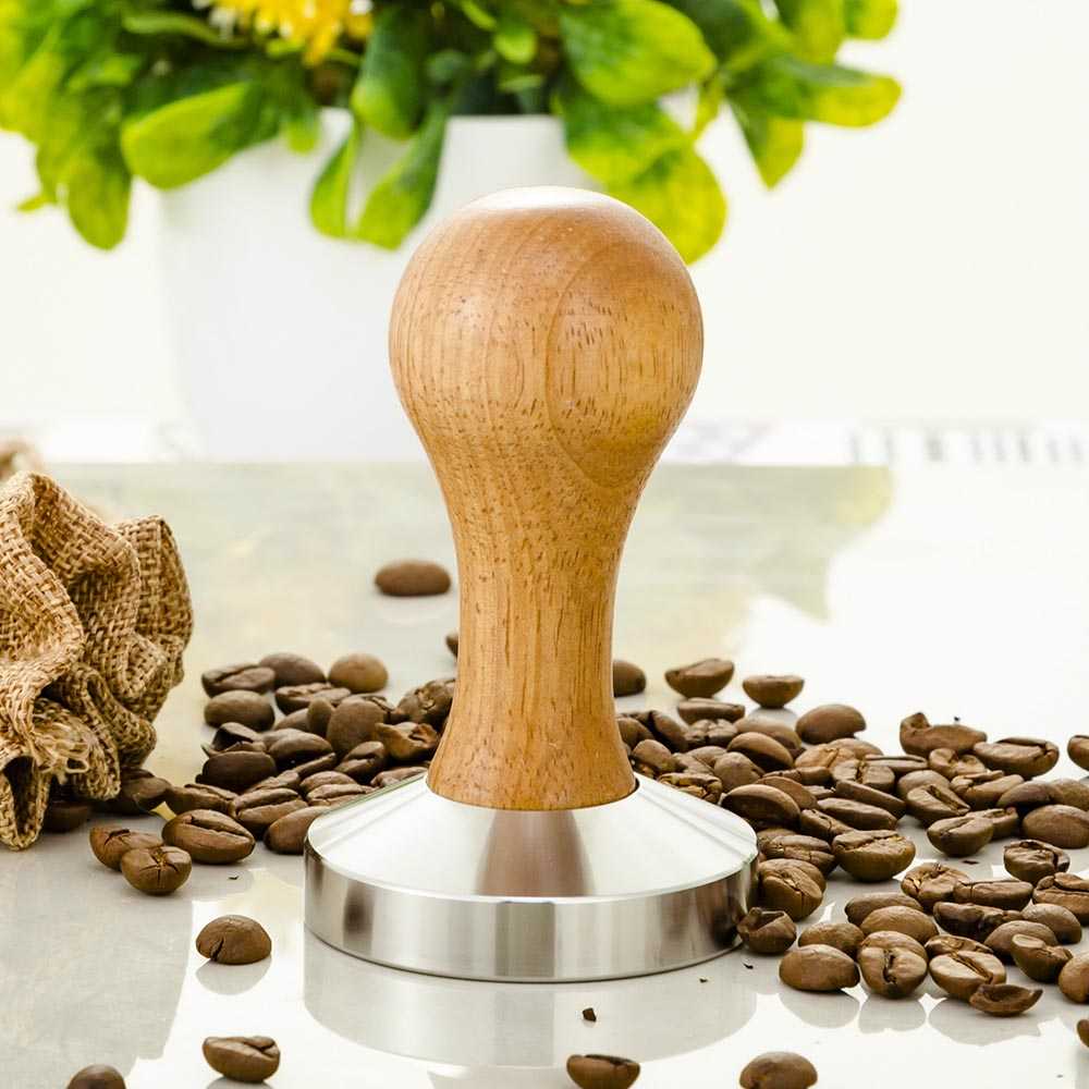 Tamper Kopi Coffee Espresso Tamping Peralatan Perlengkapan Bubuk Stainless Steel Kayu Wood Flat 51mm