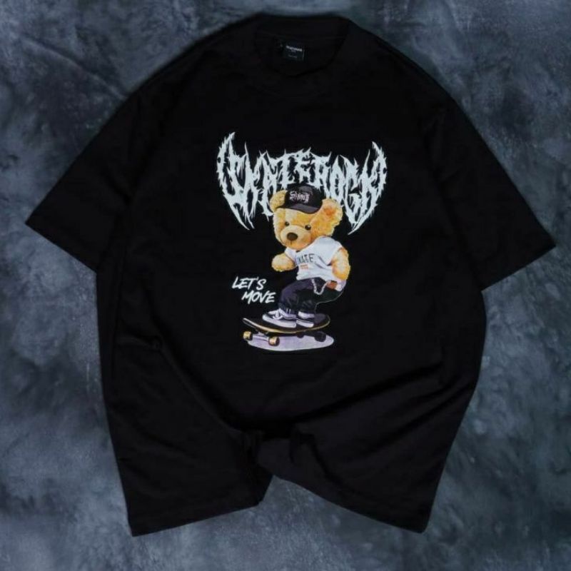 KAOS T-SHIRT LETTUCY STREET STYLE BLACK & CREAM