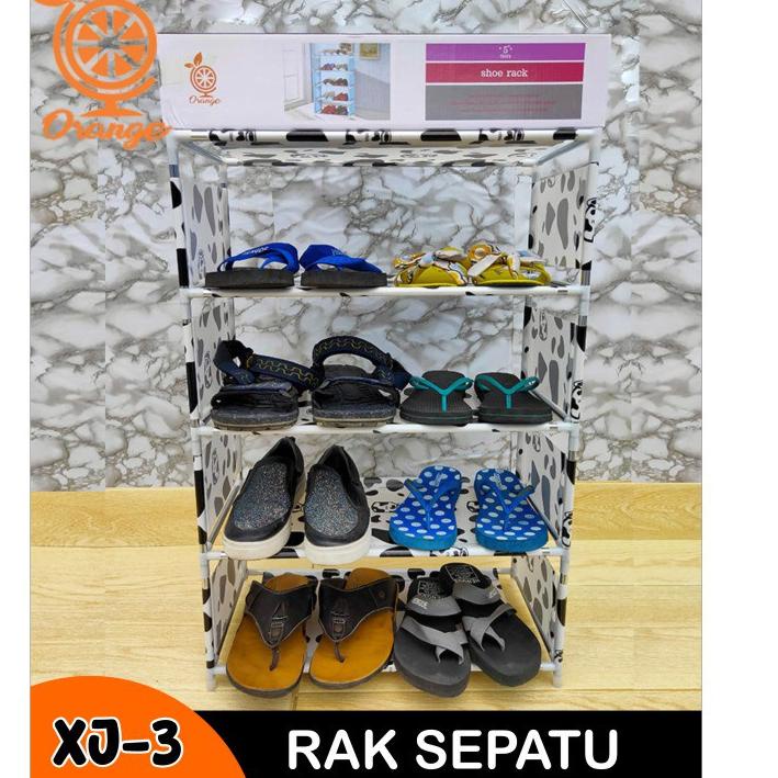 (PROMO) Rak Sepatu MOTIF 5 Susun 4 Ruang XJ-3 Tempat Penyimpanan Sepatu Portable