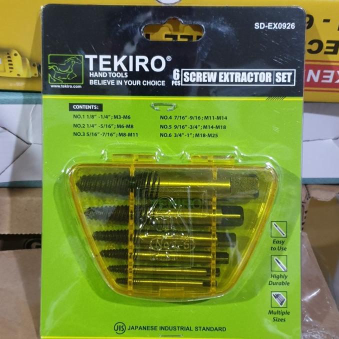 Tekiro Tap Balik Set 6 Pcs Tekiro Extractor Set Screw Extracktor Set