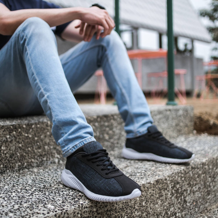 Sepatu Pria Koketo York Denim Standart / York Denim Sol Hitam / Sneakers Pria / Sepatu Redknot Murah