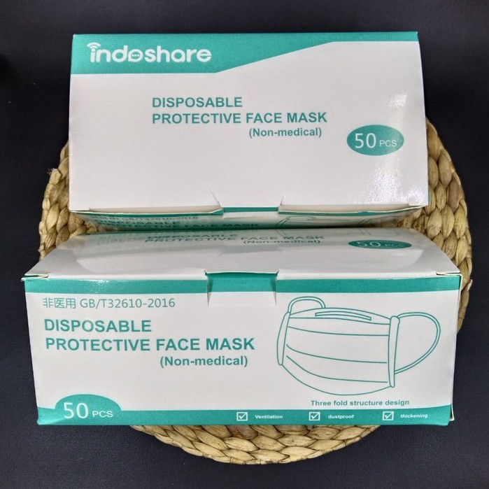 Masker Hijab / Non Hijab / Masker Medis 3 Ply 50PCS / DISPOSABLE FACE MASK / headloop / earloop