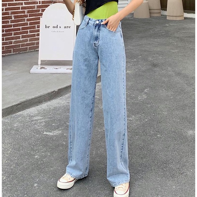 Jeans hakama longgar pinggang tinggi gaya Korea baru yang nyaman untuk wanita