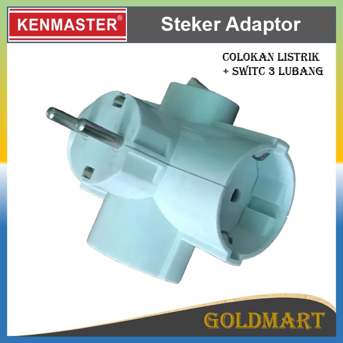 Steker Colokan Listrik 3 Lubang / Kenmaster Plug Adaptor + Switch 006