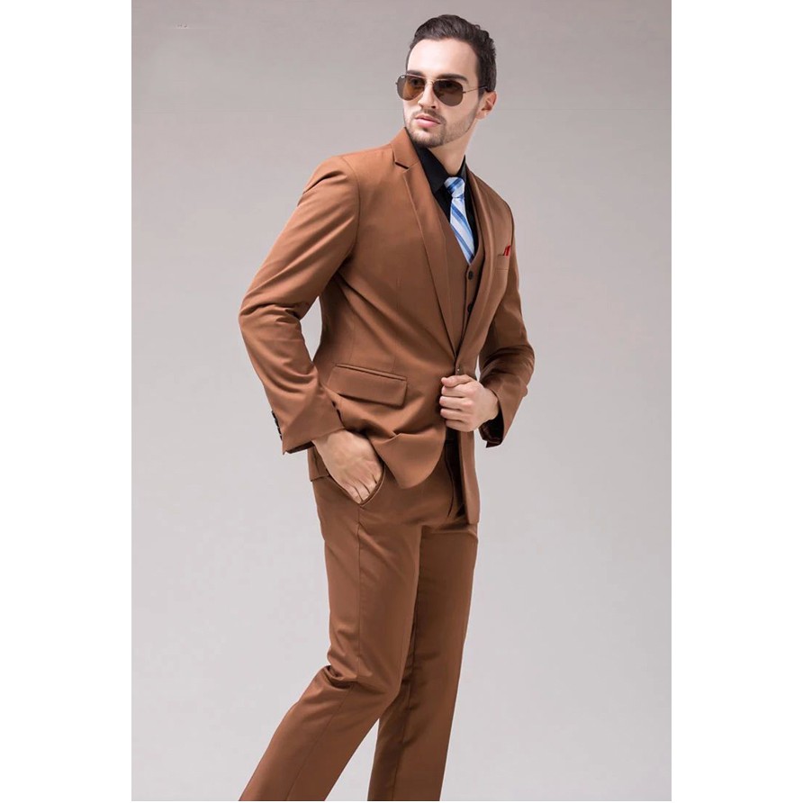 SETELAN BLAZER PRIA NEW CAPUCINO COKLAT 3IN1 EDISI KHUSUS HIGH TWIST SLIMFIT KOREA STYLE