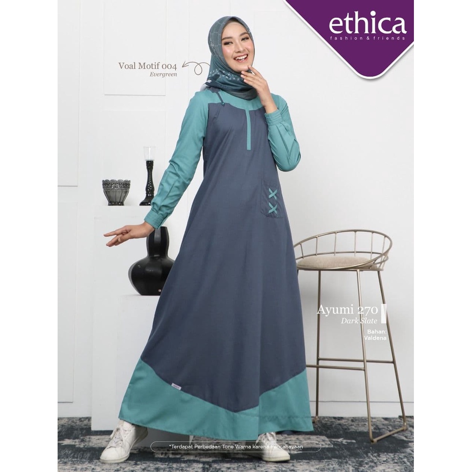 DRESS SAJA ETHICA ORIGINAL AYUMI 270 CRUSHED BERRY AYUMI 270 DARK SLATE [DO] GAMIS DEWASA GAMIS TREN