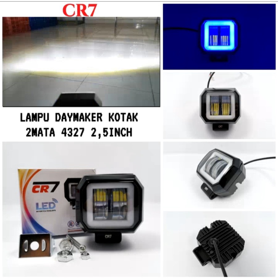 Lampu Daymaker Mini Kotak ORI CR7 2LED Cree Ring Angel Eyes Foglamp