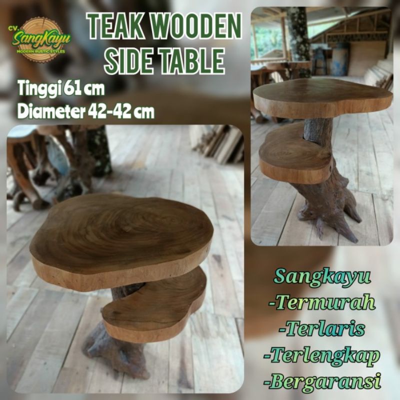 Meja kayu jati unik amazing teak wood wooden table Coffeetable side 20