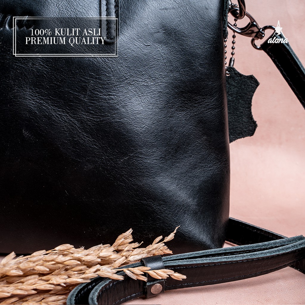 Tas Kulit Asli Wanita Selempang Bahu Slingbag Cewek Fashion Perempuan Alona Premium Shoulder Bag Ori