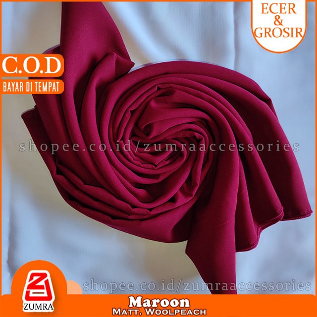 PROMO!!! Jilbab Syari Jumbo Segiempat Woolpeach Square 150 x 150 cm by zumra-Maroon