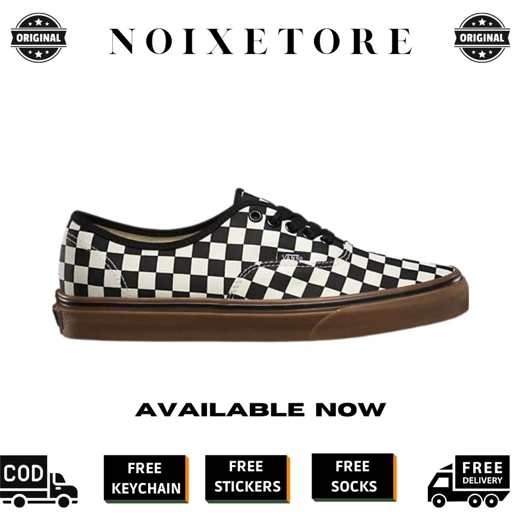 vans authentic checkerboard gum plimsolls