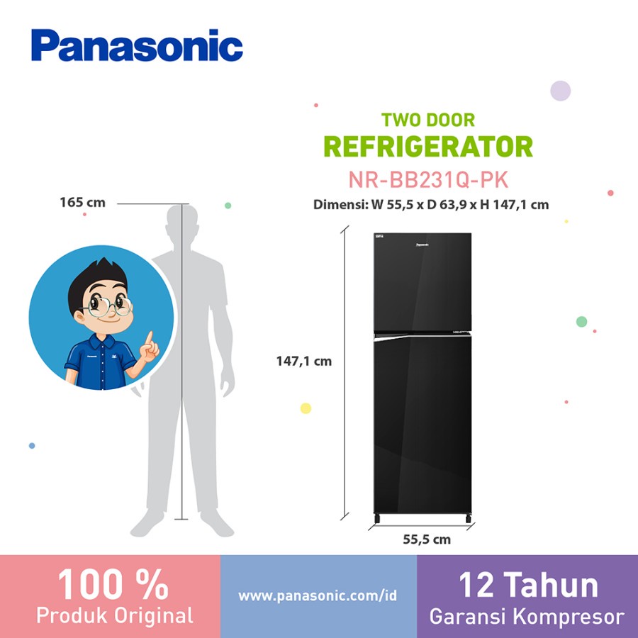 Panasonic NRBB231Q Lemari Es 2 Pintu 230 Liter BB231Q-S / BB231Q-PK Kulkas 2 Pintu