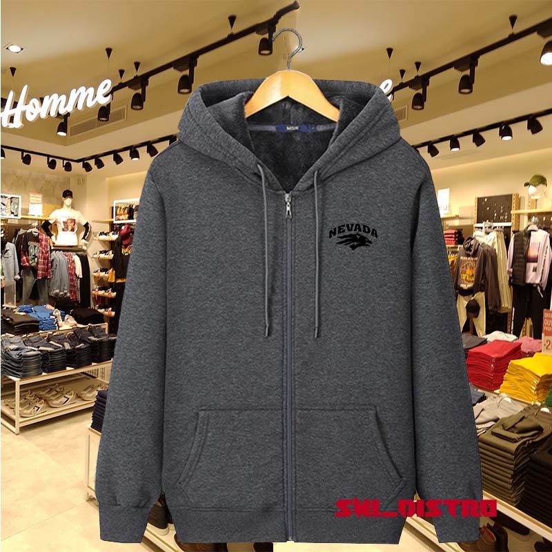 COD Jaket Hoodie Resleting Nevada Logo Hitam Pria & Wanita Bahan Flece Non Lebel Premium Quality, Ja