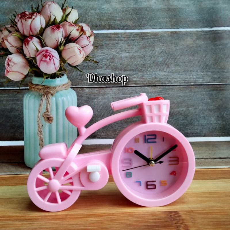 Jam Meja Mod Sepeda Unik / Bicycle Cartoon Desk Clock IMPORT