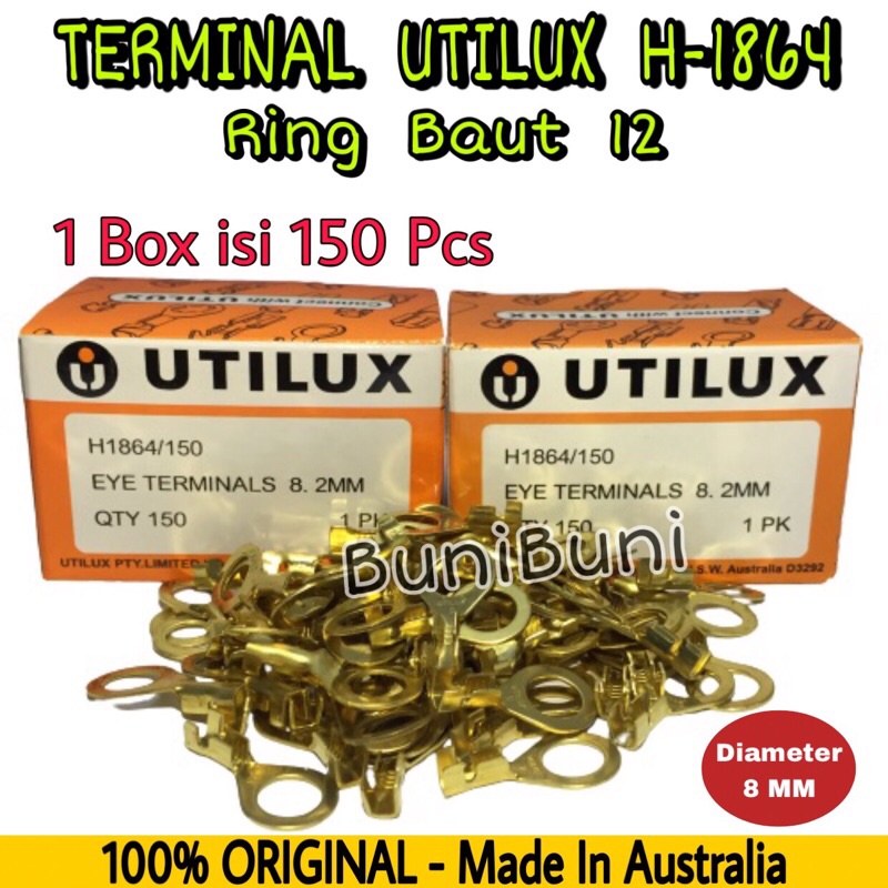 Terminal Skun Utilux Ring Baut 12 H1864 / Ukuran M8 Diameter 8 MM Original (Eceran)