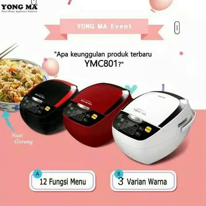 Yongma YMC801 Rice Cooker - Penanak Nasi Digital 2 Liter Eco Ceramic