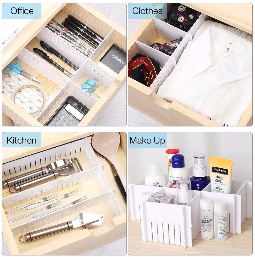 4pcs/Set Adjustable Plastic Drawer Divider / DIY Storage Shelves Household Storage Organizer