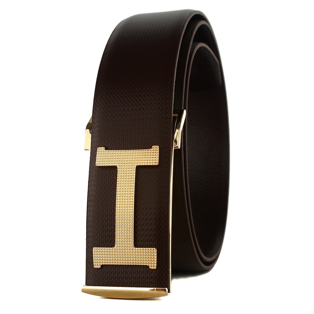 TOKOKOE - Gesper Ikat Pinggang Pria model Rel Ban Pinggang Otomatis Bahan Kulit Sapi Asli Premium - H 818 Black