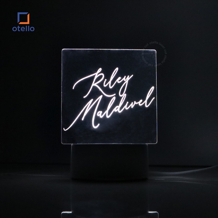 Custom Lampu Tidur Acrylic Night Lamp Square Name Lampu Meja Akrilik Dekorasi Aesthetic Korea Cantik