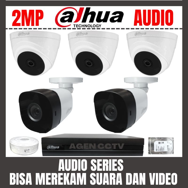 PAKET CCTV DAHUA 2MP 8 CHANNEP 5 KAMERA AUDIO SERIES BISA MEREKAM SUARA DAN VIDEO