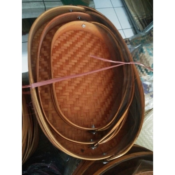 Tudung saji wadah tempat kue,gorengan motip Oval 1 sett isi 3