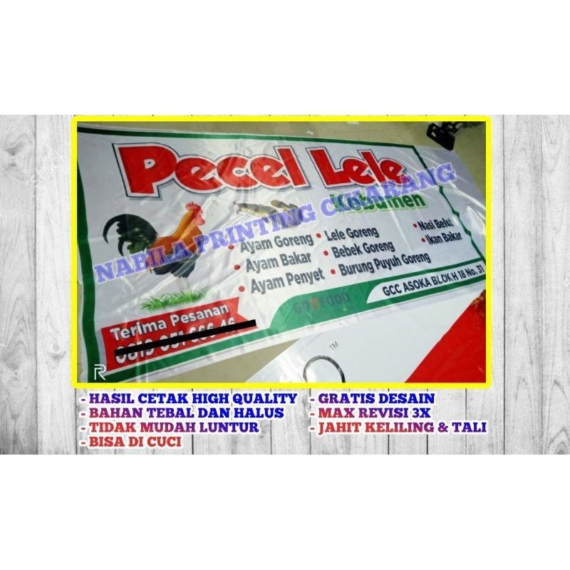 ExtraWrap (CCA) Spanduk Kain Satin / Sari laut / nasi goreng / pecel lele / lalapan / sate / nasi