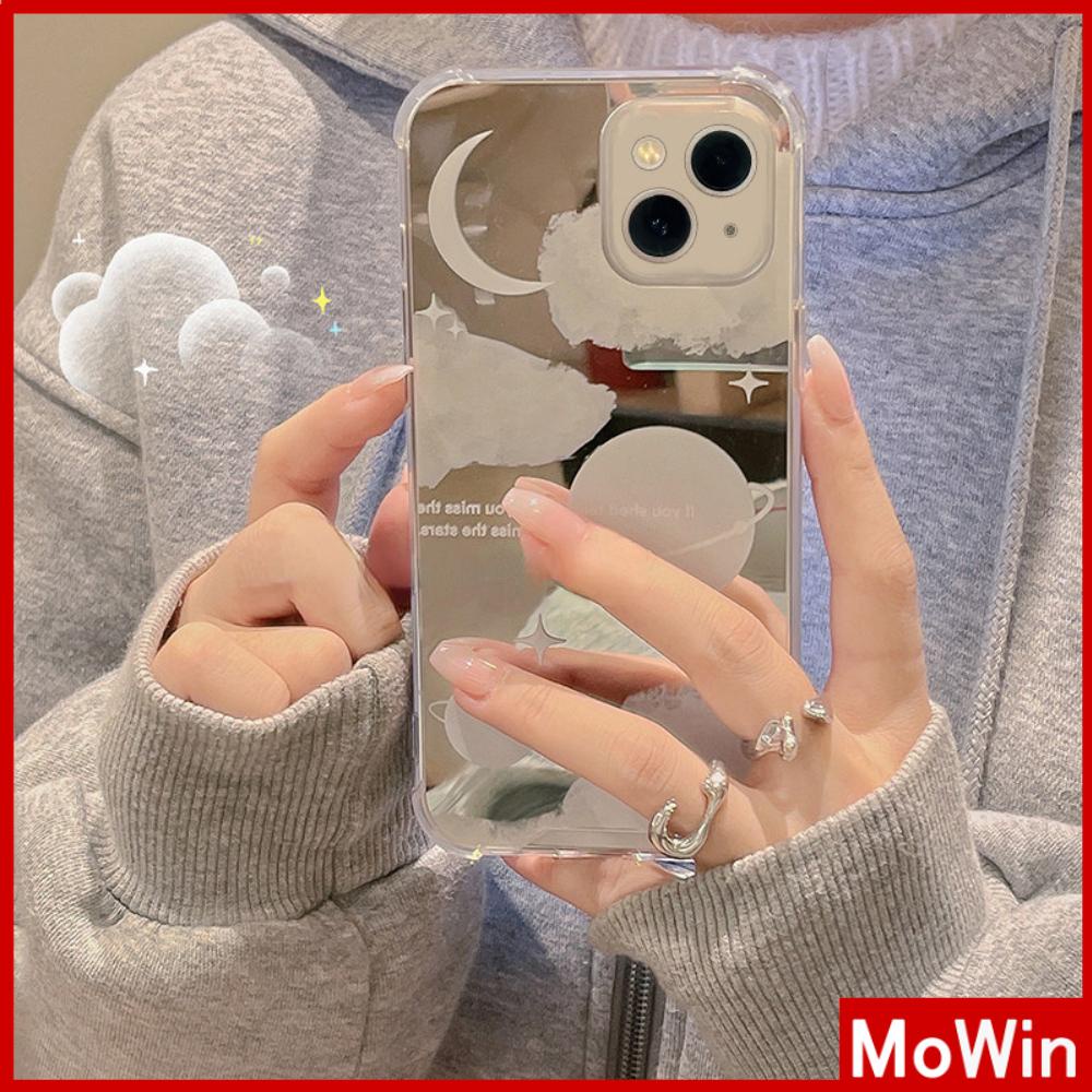 iPhone Case Acrylic Reflective Mirror Airbag Shockproof Protection Camera Moon Planet Compatible with iPhone 11 iPhone 13 Pro Max iPhone 12 Pro Max iPhone 7 Plus iPhone xr