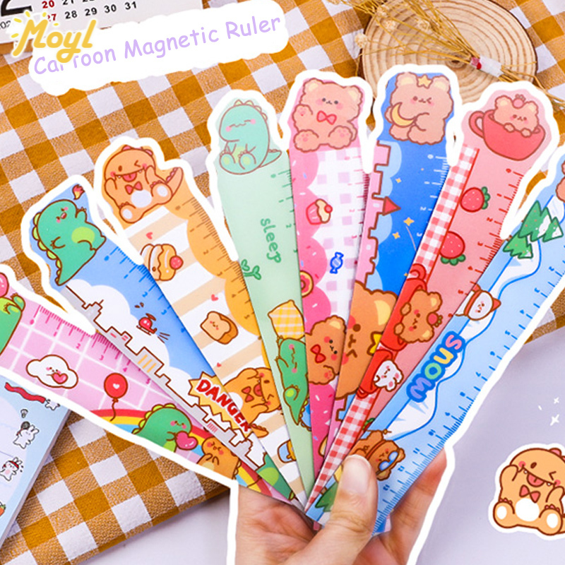 15cm Korean Cute Cartoon Soft Ruler Bendable with Magnetic Drawing Measuring Tool Student Gift