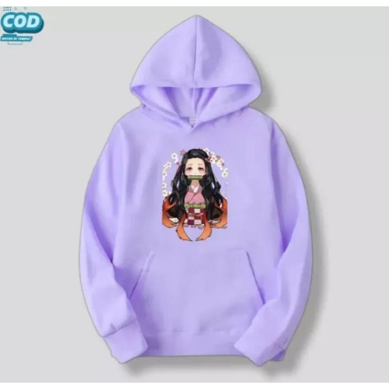 JAKET HOODIE SWEATER ANIME DEMON SLAYER NEZUKO WAIFU WIBU PEREMPUAN USIA 2-12 THN HUDY ANAK NEZUKO H