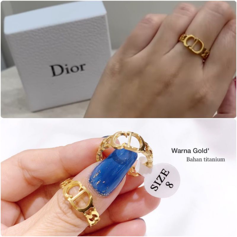 Cincin Titanium asli Gold motif Cd D10r Premium Quality Anti karat anti alergi Stainless steel ori size 6 7 8