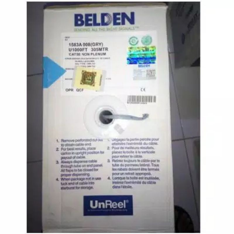 Kabel Lan UTP Cat5e Belden USA Original Harga Meteran Type 1583A Grey