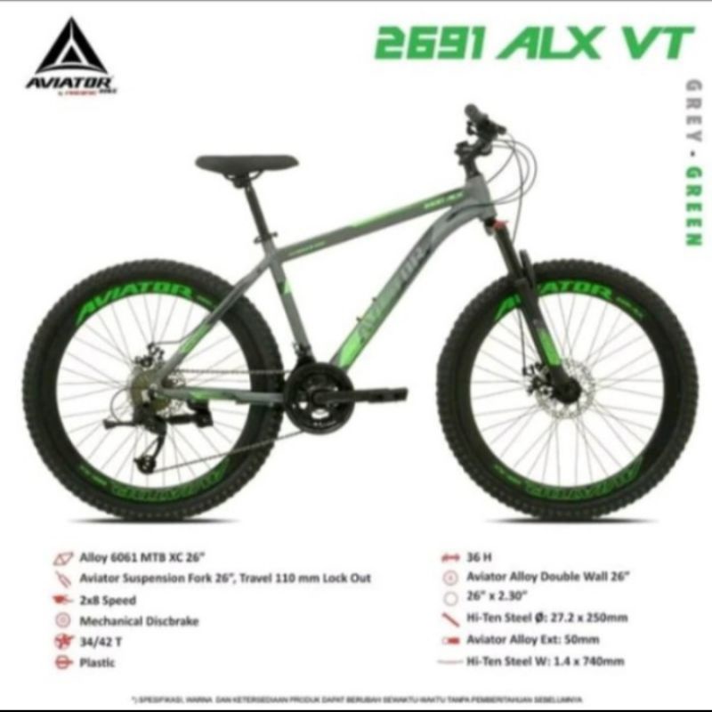 sepeda gunung aviator 2691 ALX VT uk 26 inch