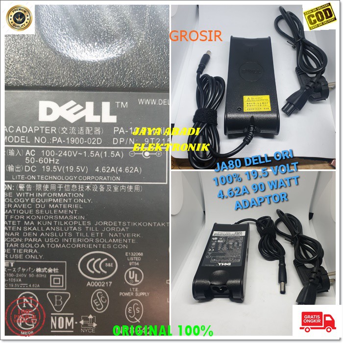 J80 ORIGINAL DELL 19.5V 4.62A 90 WATT W ADAPTOR LAPTOP CAS CASAN CHARGER KOMPUTER POWER ADAPTER PC CPU ELEKTRONIK FAST CHARGING CHARGE J80  watt w adaptor DEL Laptop cas casan charger komputer power adapter pc cpu elektronik travel batok fast charging ac