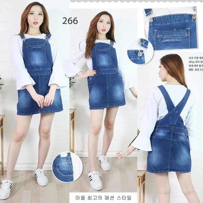 JUMPSUIT   Baju Rok Kodok Dress Overall Jumpsuit Bahan Jeans Levis Lentur Pendek     IWAZAH OFFICE