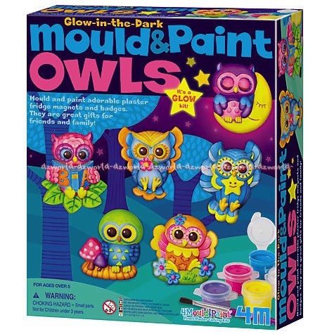 4M Mould &amp; Paint Owls Paket Mainan Membuat Stempel Bentuk Burung Hantu