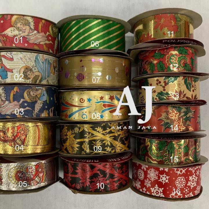 

[ BEST SELLER ] Pita Kado Dekorasi Motif Natal Christmas Tahun Baru Imlek Chinese New Year 3 cm (MIN